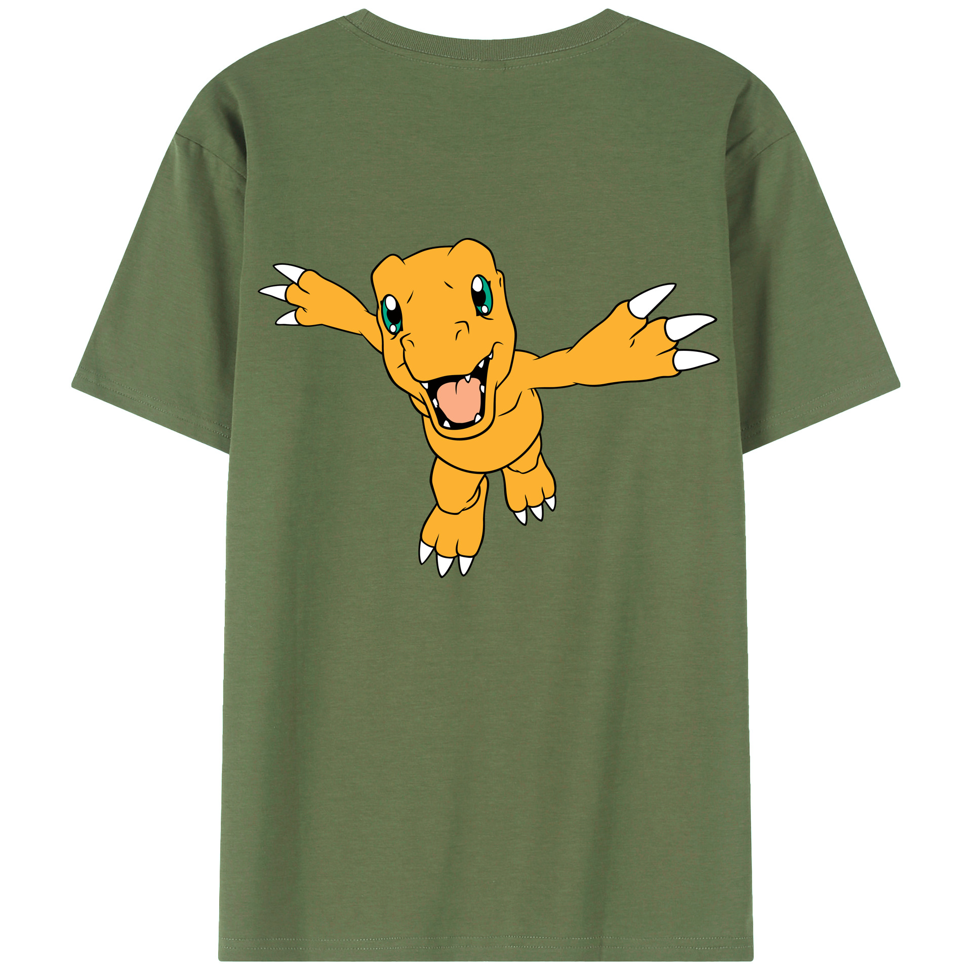 （画像用） Digimon デジタルモンスター/デジモン 綿100％ メンズ半袖Tシャツ（バックプリント） 通気性